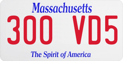 MA license plate 300VD5