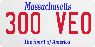 MA license plate 300VE0