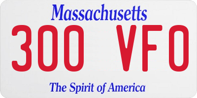 MA license plate 300VF0