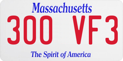 MA license plate 300VF3