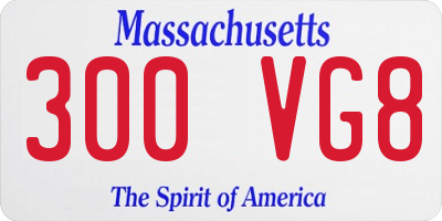 MA license plate 300VG8
