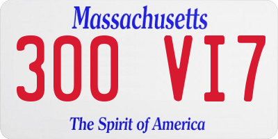 MA license plate 300VI7