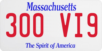MA license plate 300VI9
