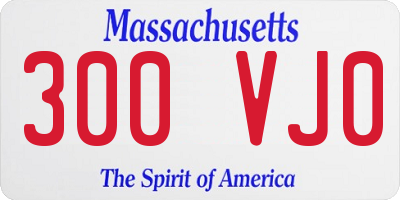 MA license plate 300VJ0