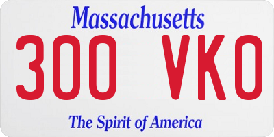 MA license plate 300VK0