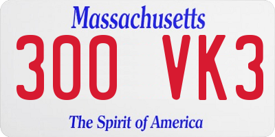 MA license plate 300VK3