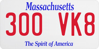 MA license plate 300VK8
