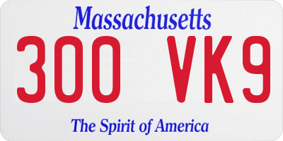 MA license plate 300VK9