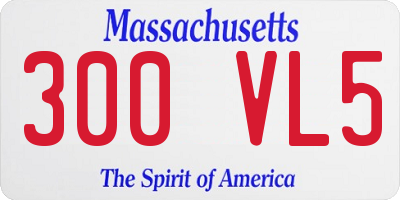 MA license plate 300VL5