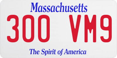 MA license plate 300VM9