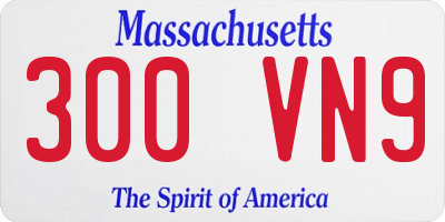 MA license plate 300VN9