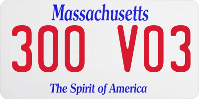 MA license plate 300VO3