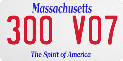 MA license plate 300VO7