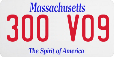 MA license plate 300VO9