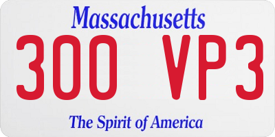 MA license plate 300VP3