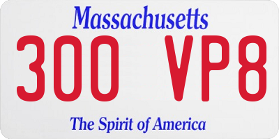 MA license plate 300VP8
