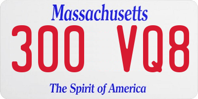 MA license plate 300VQ8