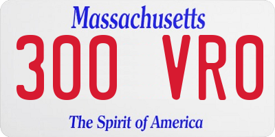 MA license plate 300VR0