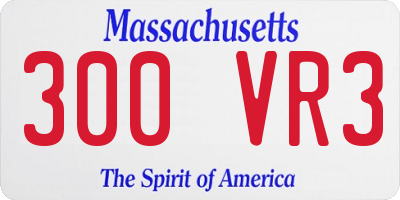 MA license plate 300VR3