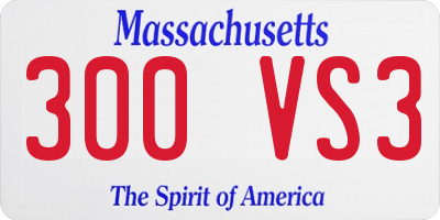 MA license plate 300VS3