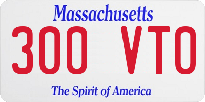 MA license plate 300VT0