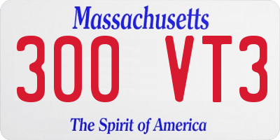 MA license plate 300VT3