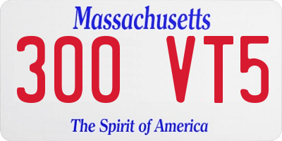 MA license plate 300VT5