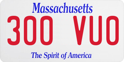 MA license plate 300VU0
