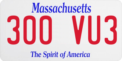 MA license plate 300VU3