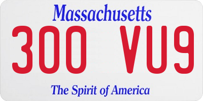MA license plate 300VU9