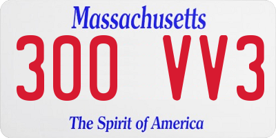 MA license plate 300VV3