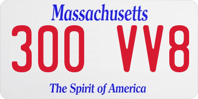 MA license plate 300VV8