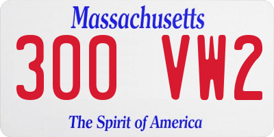 MA license plate 300VW2