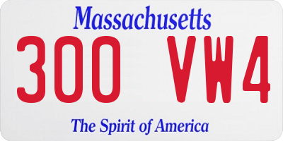 MA license plate 300VW4
