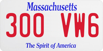 MA license plate 300VW6
