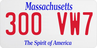 MA license plate 300VW7