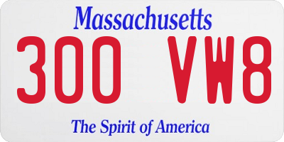 MA license plate 300VW8