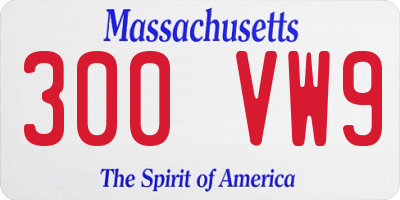 MA license plate 300VW9