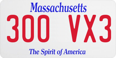 MA license plate 300VX3