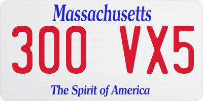 MA license plate 300VX5