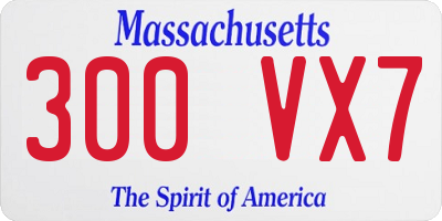 MA license plate 300VX7
