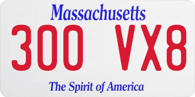 MA license plate 300VX8