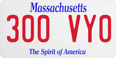MA license plate 300VY0