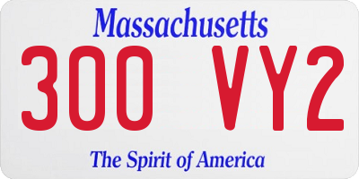 MA license plate 300VY2