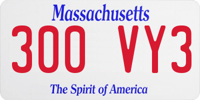 MA license plate 300VY3