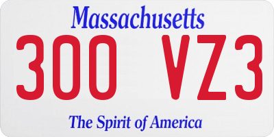 MA license plate 300VZ3