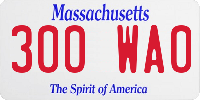 MA license plate 300WA0