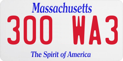 MA license plate 300WA3