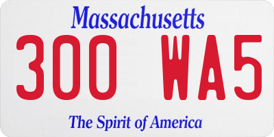 MA license plate 300WA5