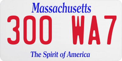 MA license plate 300WA7